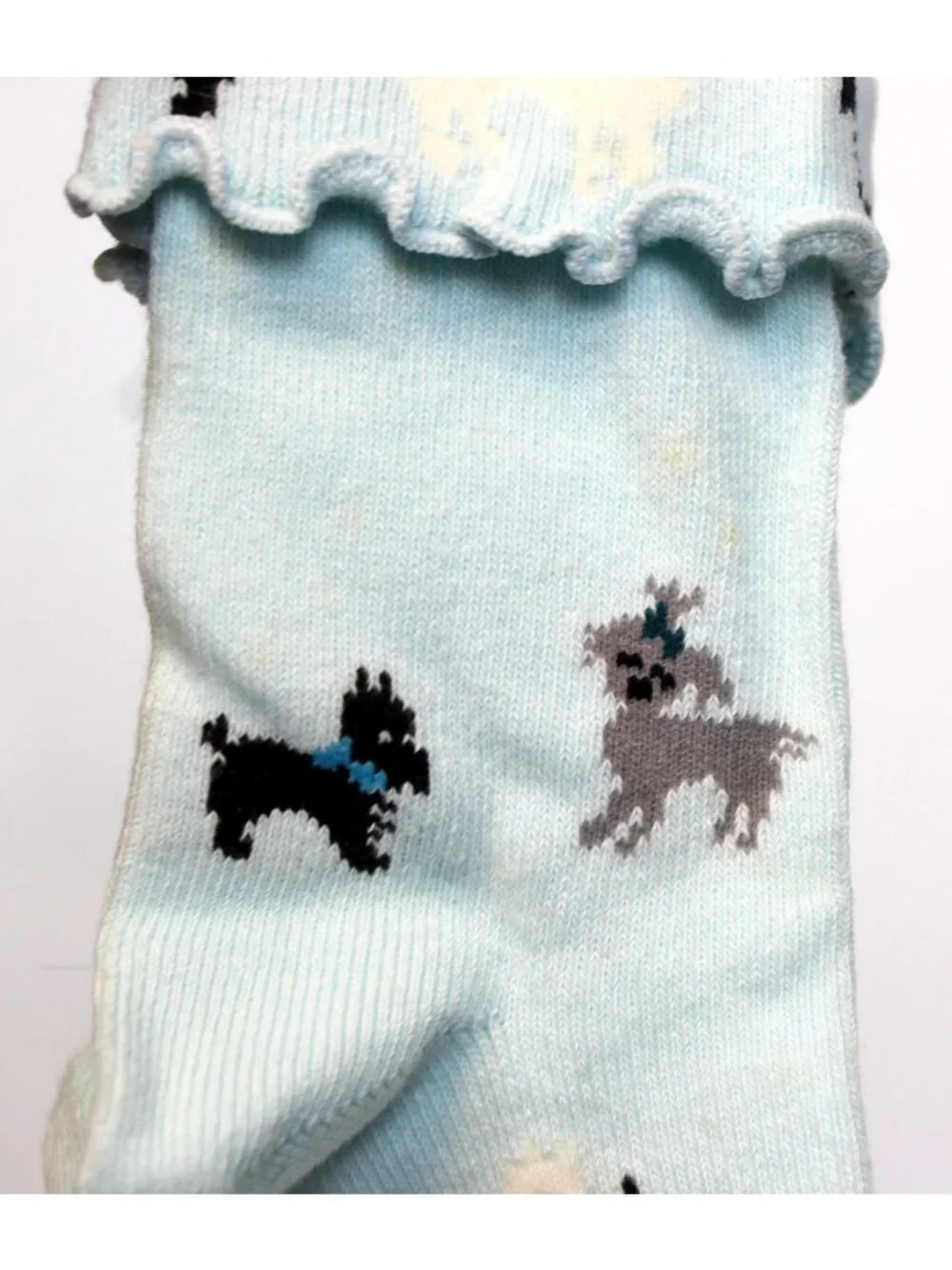 2004 Gymboree By Best Friend Light Blue Socks Poodles Dogs Lettuce fold Over Top